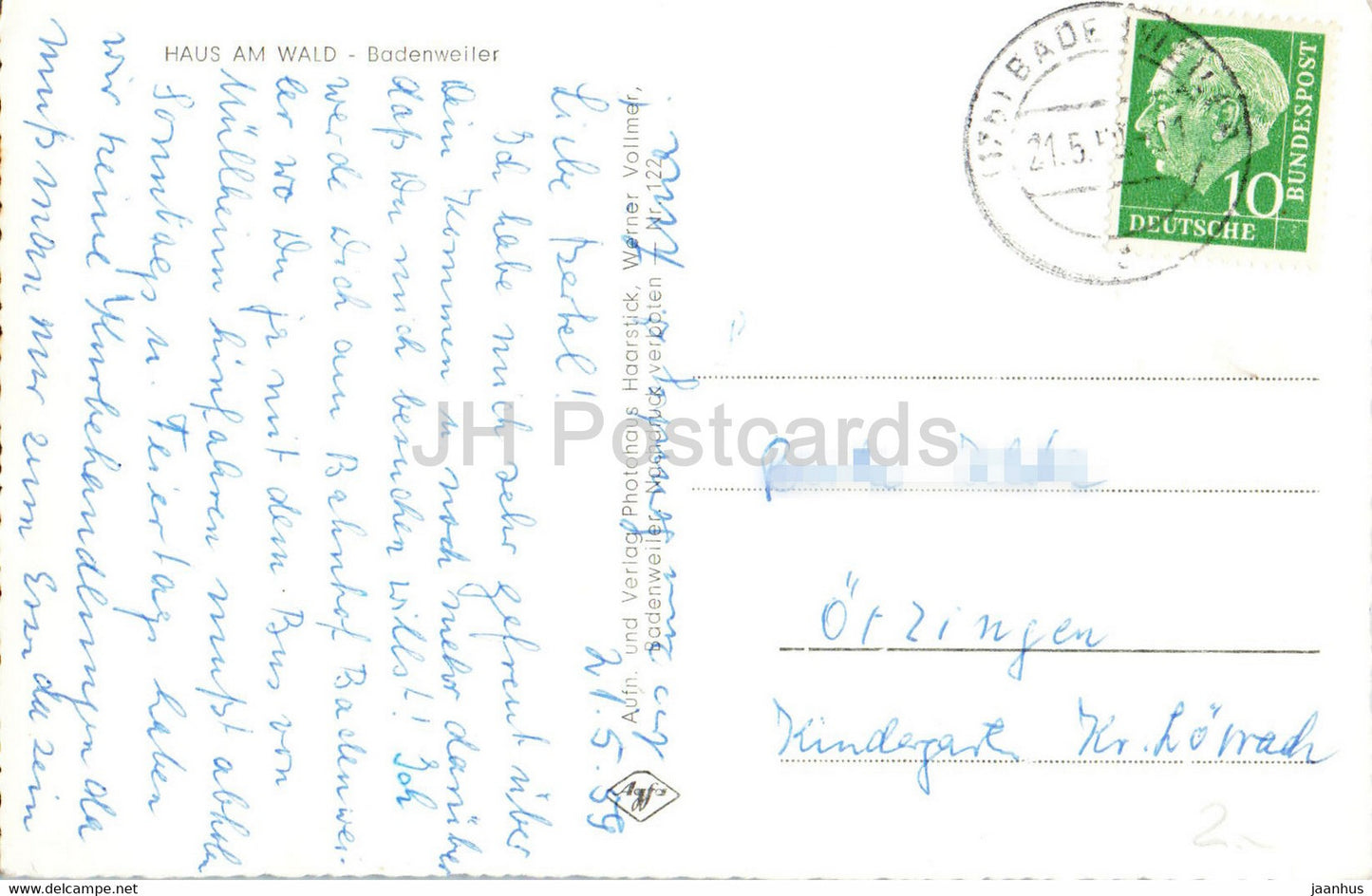 Haus am Wald - Badenweiler - carte postale ancienne - 1959 - Allemagne - utilisé