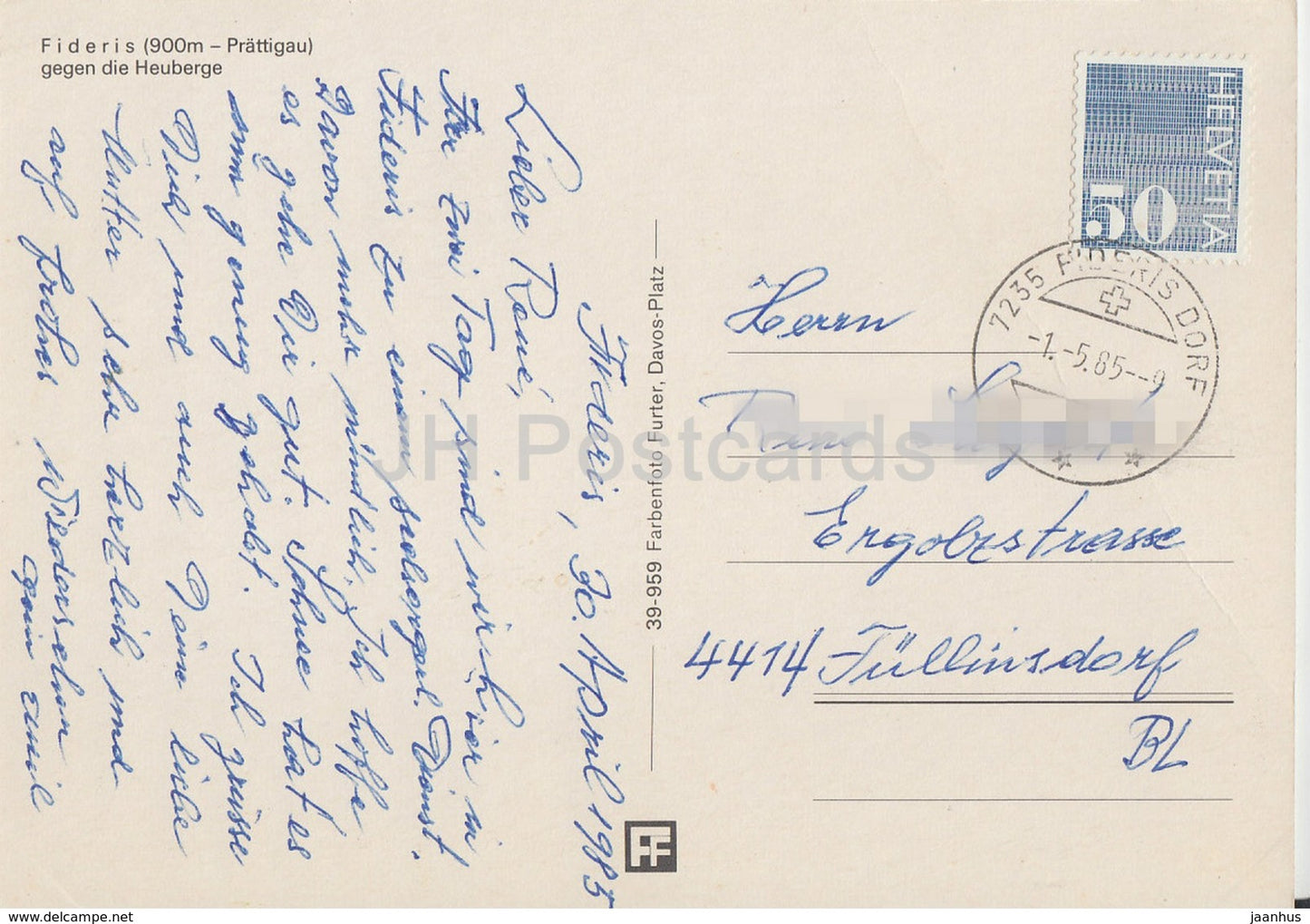 Fideris 900 m gegen die Heuberge - 1985 - Switzerland - used