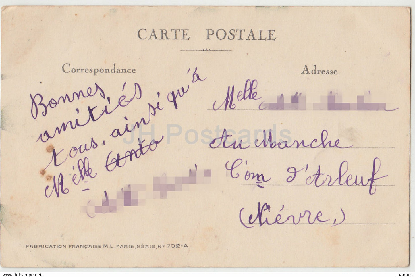 red rose - flowers - illustration - ML Paris - old postcard - France - used