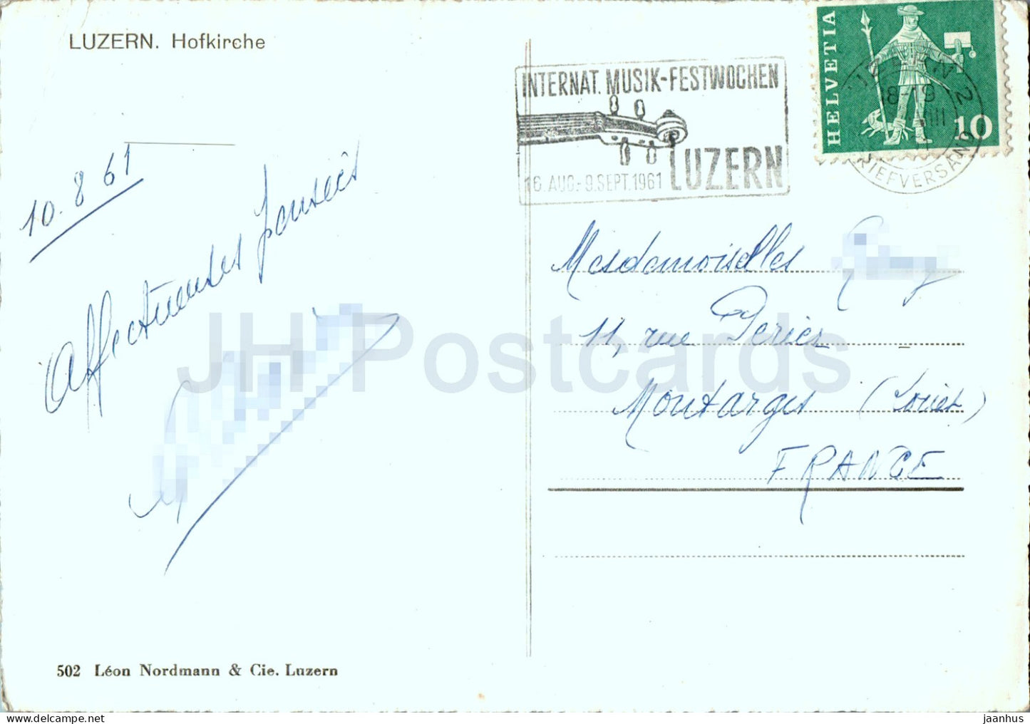 Luzern - Lucerne - Hofkirche - church - 502 - 1961 - Switzerland - used