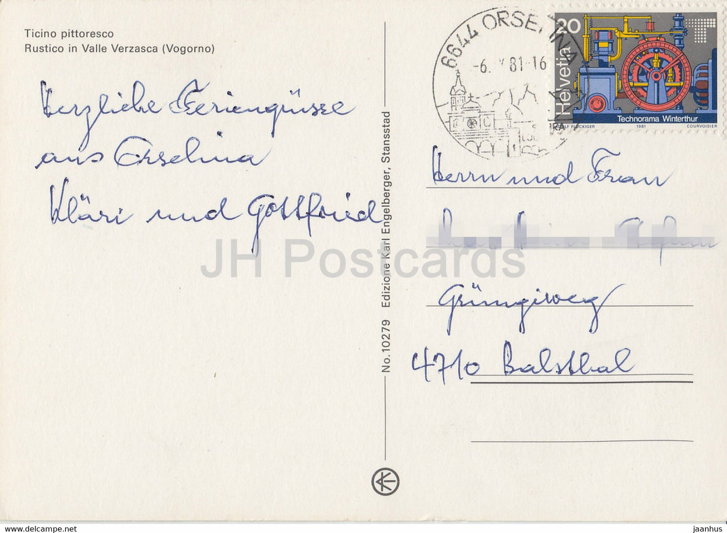 Ticino Pittoresco - Rustico in Valle Verzasca - Vogorno - 10279 - 1981 - Switzerland - used