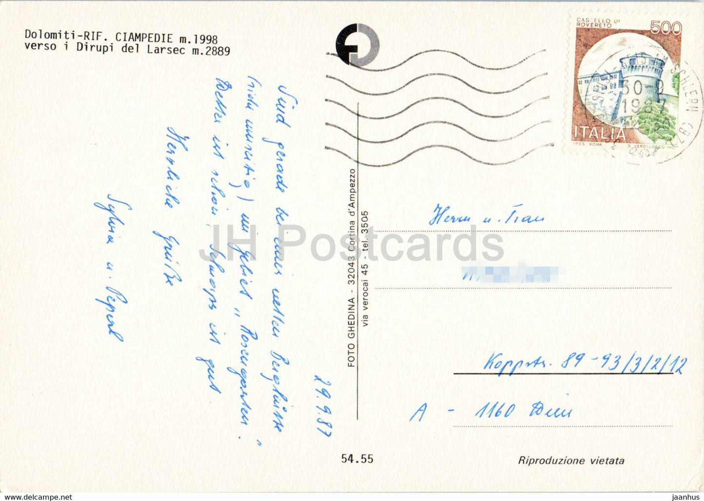 Dolomiti - Ciampedie - Dirupi del Larsec - 1987 - Italie - occasion