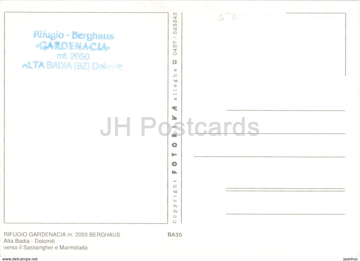 Rifugio Gardenacia 2050 m - Berghaus - Alta Badia - Italy - unused