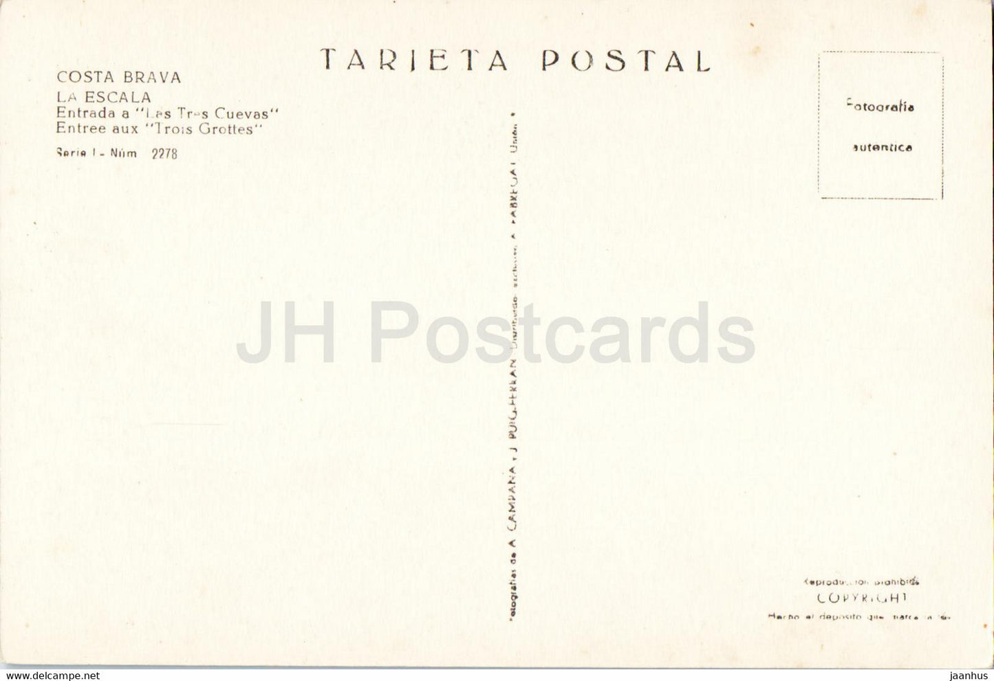 Costa Brava - La Escala - Entrada a Las Tres Cuevas - boat - old postcard - Spain - unused