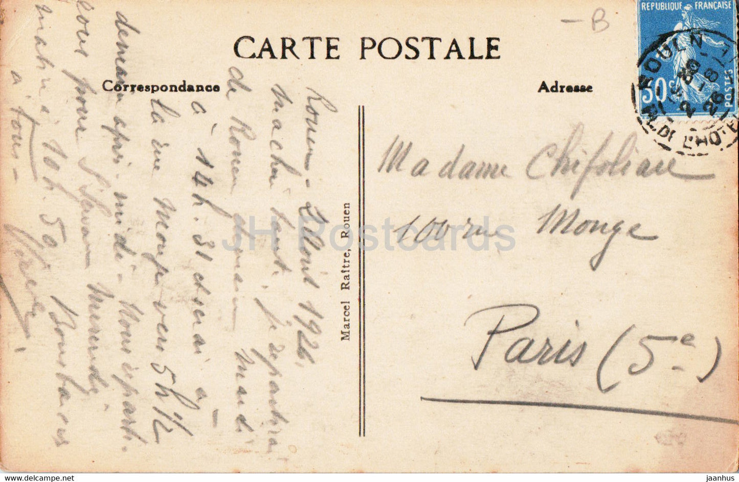 Rouen - Panorama Est - 176 - old postcard - 1926 - France - used