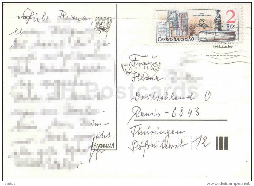Teplice - architecture - town views - wild boar sculpture - Czechoslovakia - Czech - used 1986 - JH Postcards