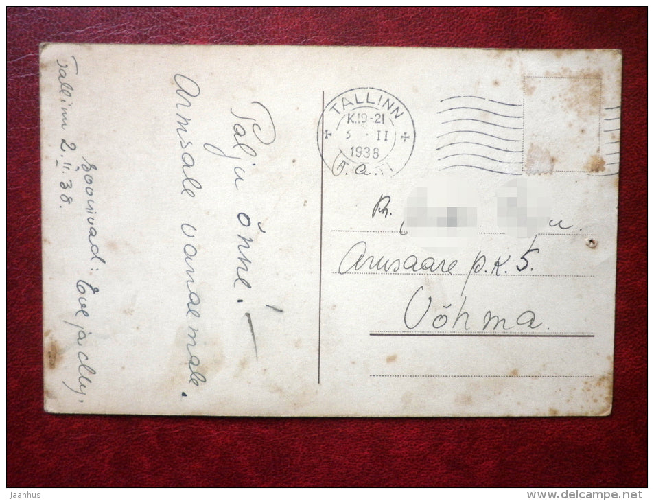 Birthday Greeting Card - child - flowers - circulated in 1938 - Estonia - used - JH Postcards