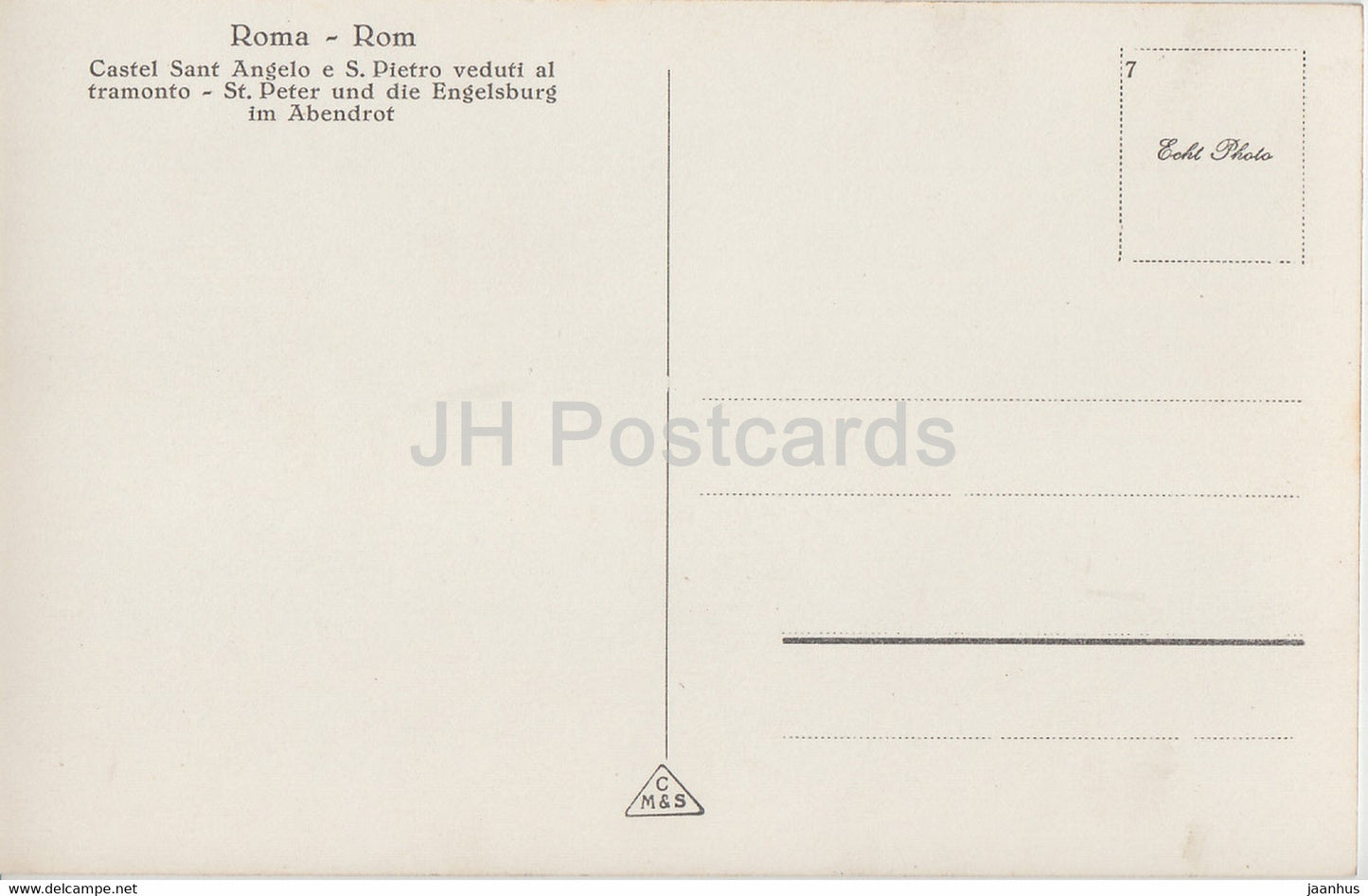 Roma - Rom - Engelsburg und S. Pietro veduti al tramonto - 902 - alte Postkarte - Italien - unbenutzt