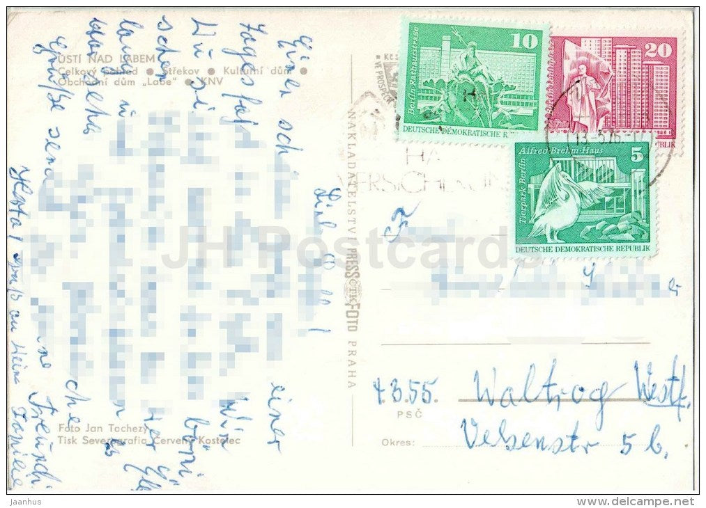 Strekov - culture house - bus - Usti nad Labem - Czechoslovakia - Czech - used 1976 - JH Postcards