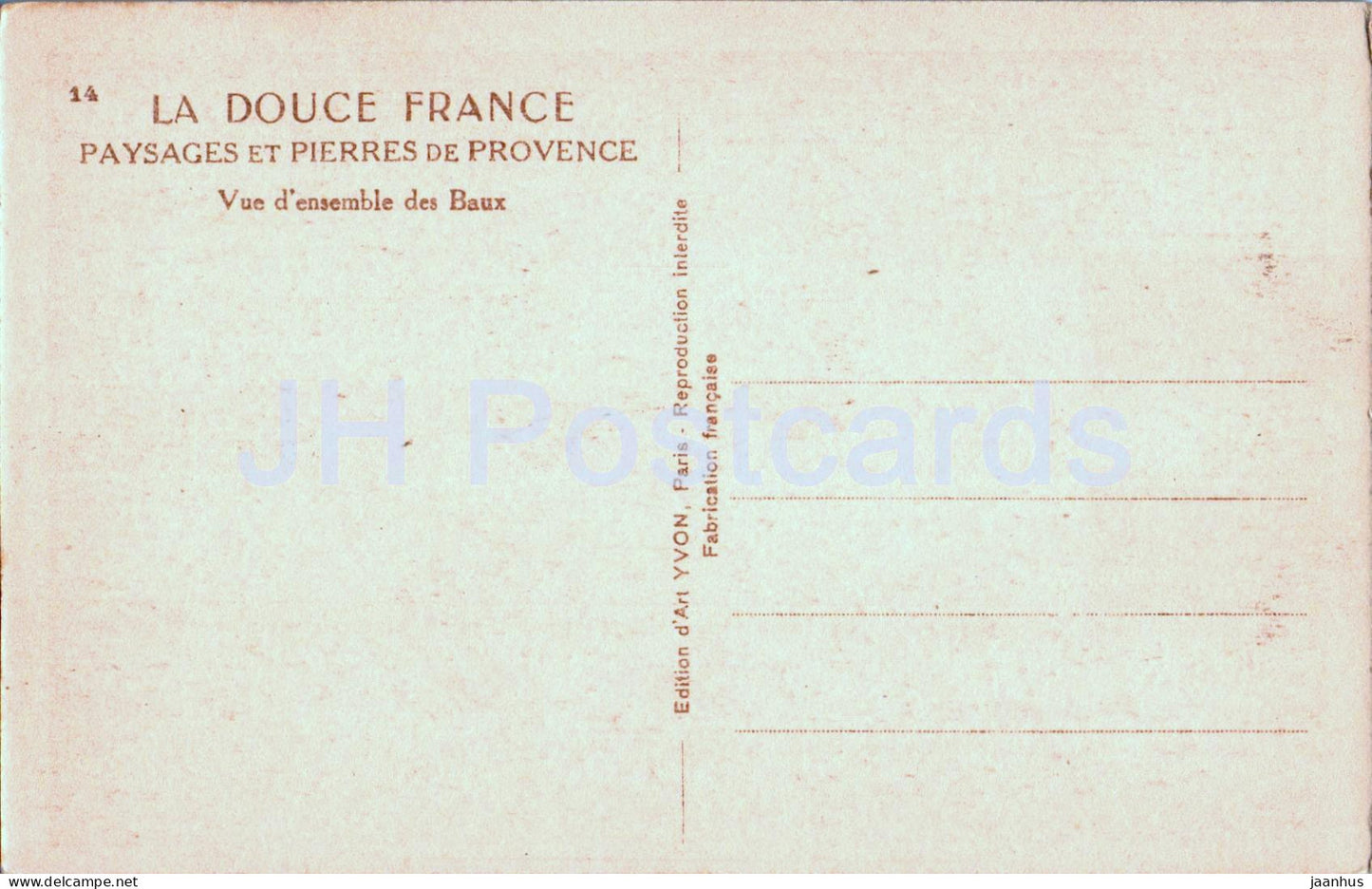 Paysages et Pierres de Provence - Vue d'ensemble des Baux - La Douce Frankreich - 14 - alte Postkarte - Frankreich - unbenutzt