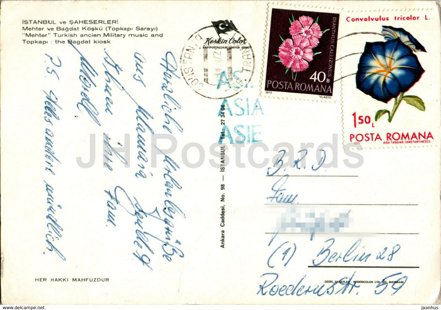 Istanbul - Mehter Turkish ancient Military music and Topkapi - The Bagdat kiosk - 1972 - Turkey - used