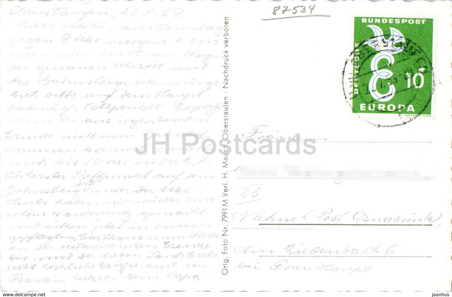 Schrothkurort Oberstaufen i Allg - old postcard - 1959 - Germany - used