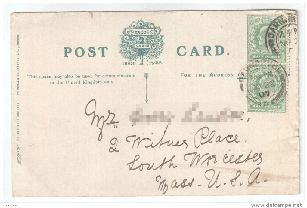 Bettws Garmon - Old Bridge - Wales - UK - Peacock Brand - old postcard - circulated in UK 1907 - used - JH Postcards