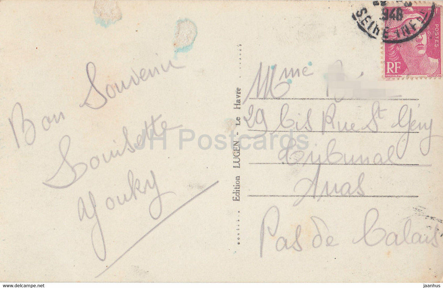 Le Havre - La Digue nord un jour de tempete - 134 - alte Postkarte - 1948 - Frankreich - gebraucht