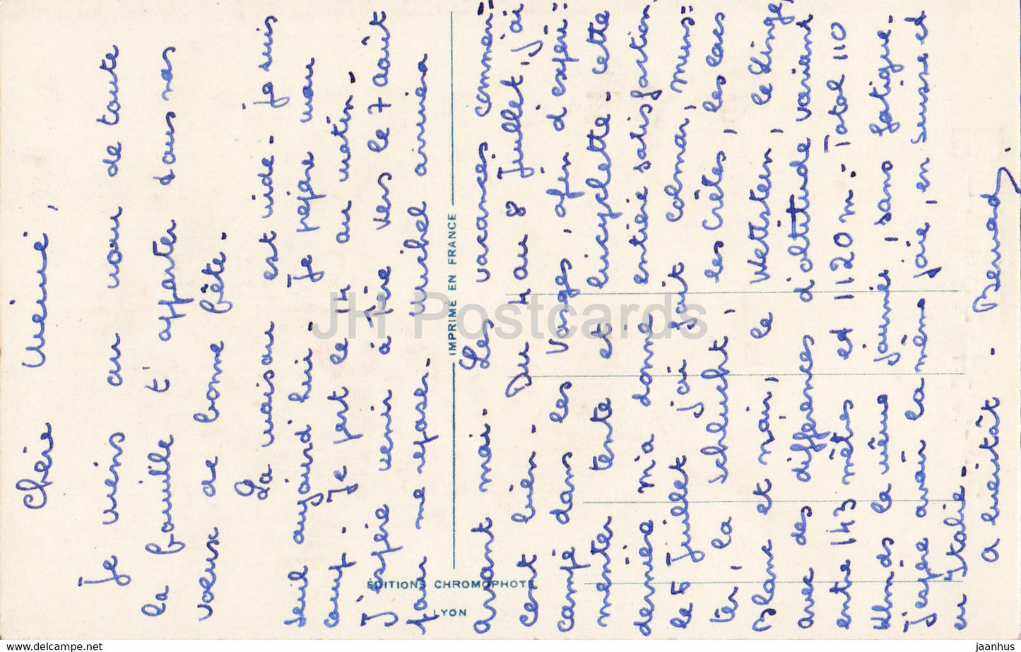 Birthday Greeting Card - Bonne Fete - flowers - lilac - old postcard - France - used