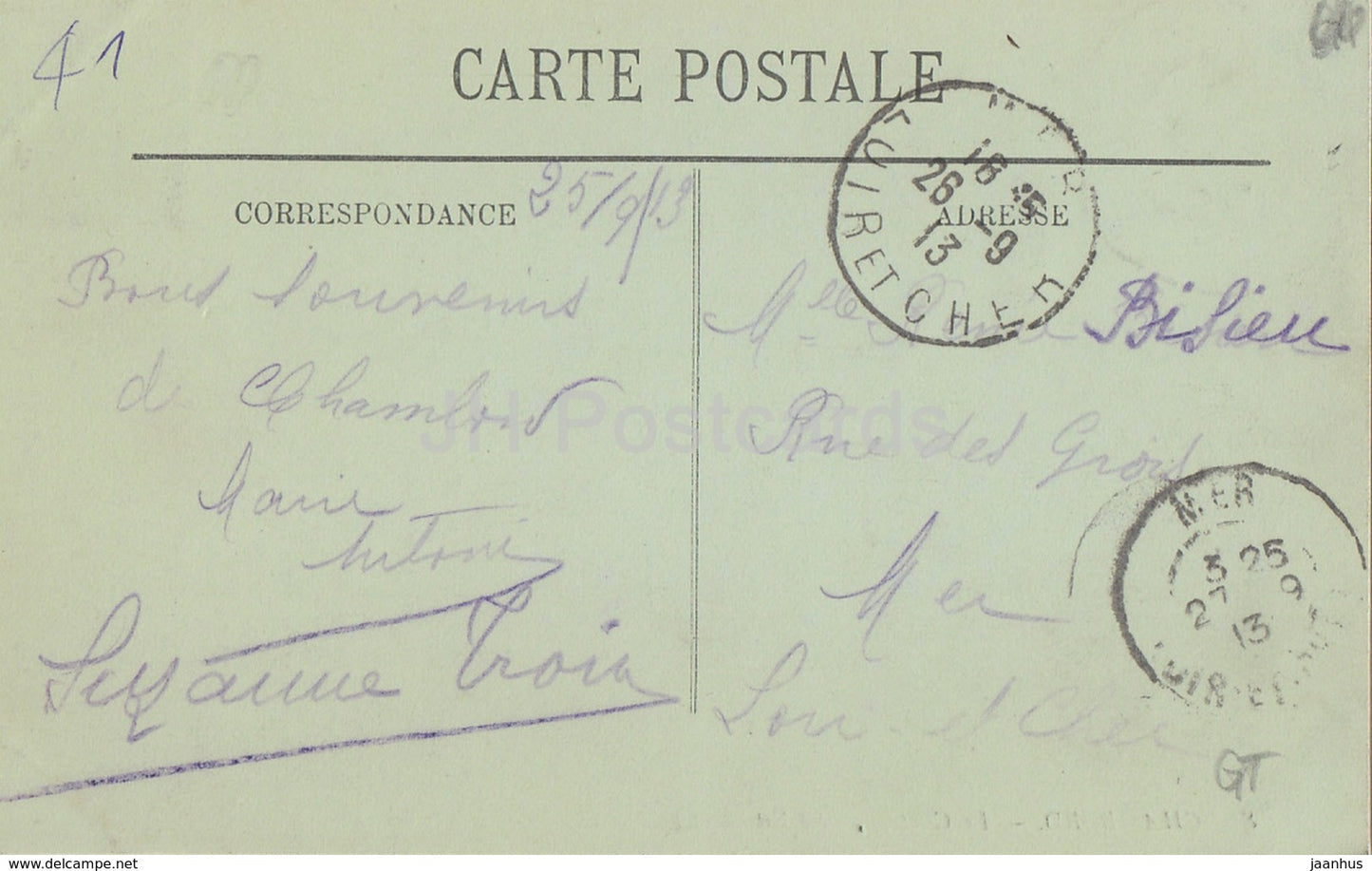 Chambord - Le Chateau - Cote Est - castle - 8 - old postcard - 1913 - France - used