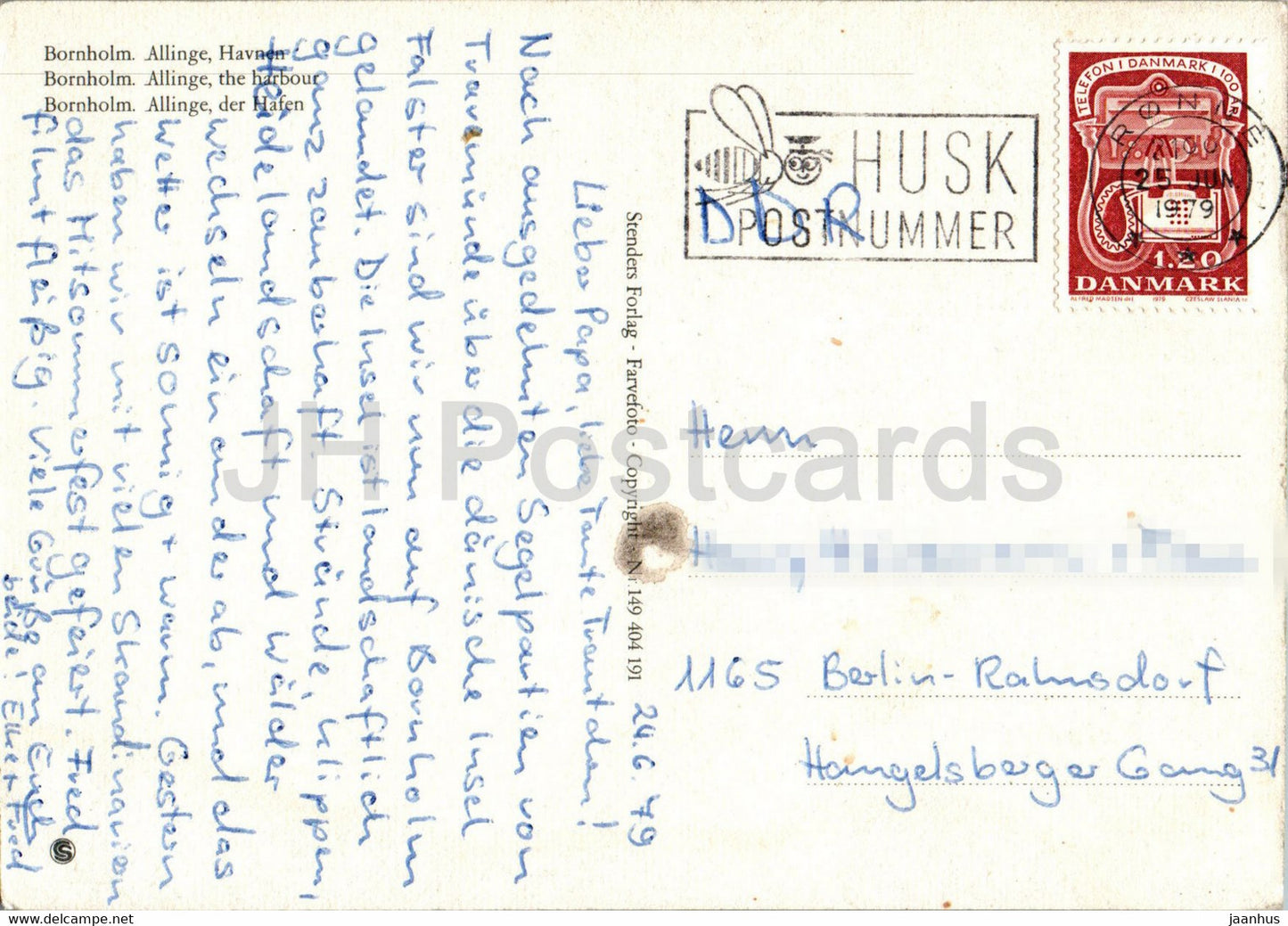 Bornholm - Allinge - Havnen - harbour - ship - boat - 1979 - Denmark - used