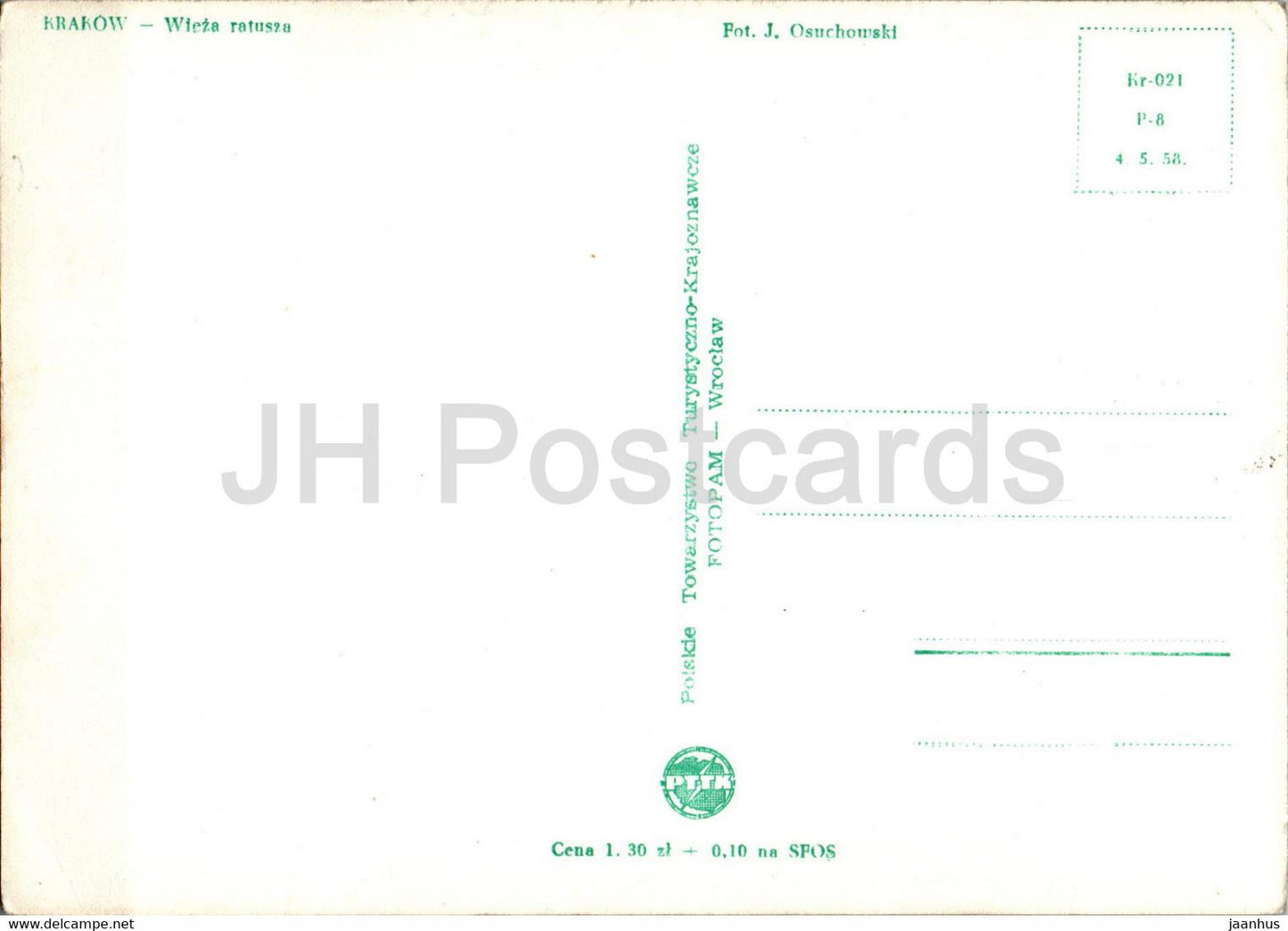 Krakow - Wieza ratusza - Town Hall Tower- old postcard - Poland - unused