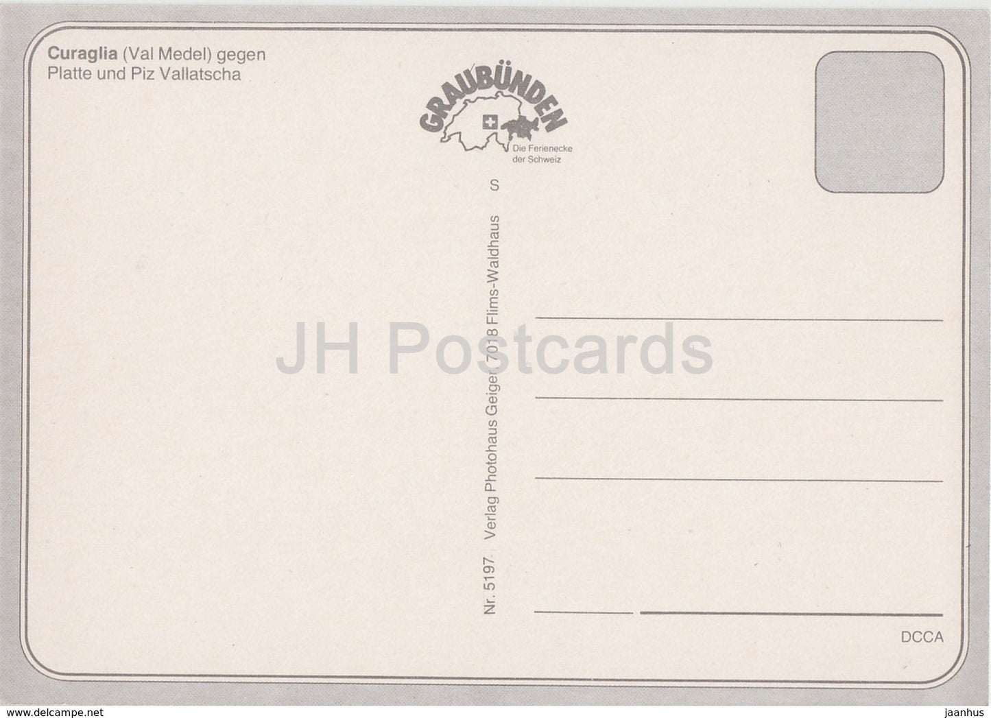 Curaglia - Val Medel - Platte - Piz Vallatscha - Suisse - inutilisé