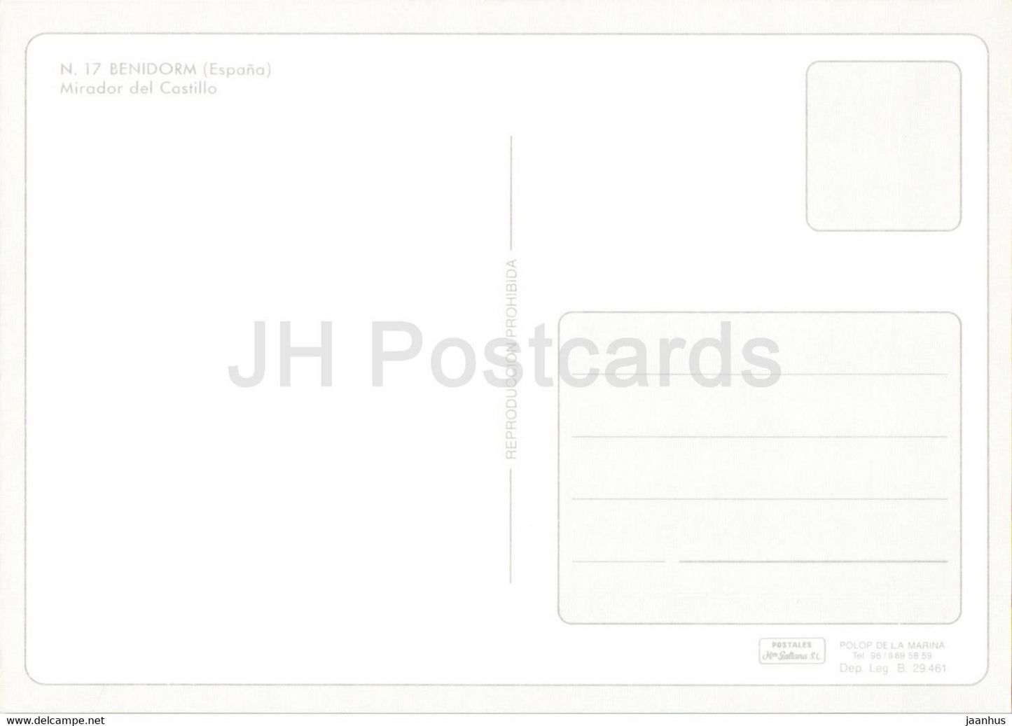 Benidorm - Mirador del Castillo - Costa Blanca - 17 - Espagne - inutilisé