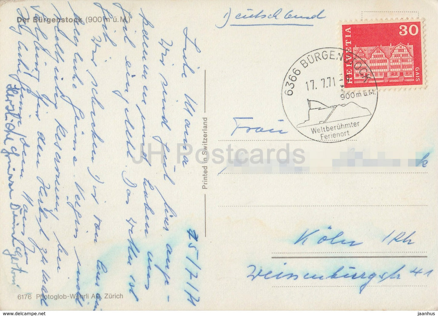 Der Burgenstock 900 m - Luzern - 6176 - Suisse - 1971 - occasion