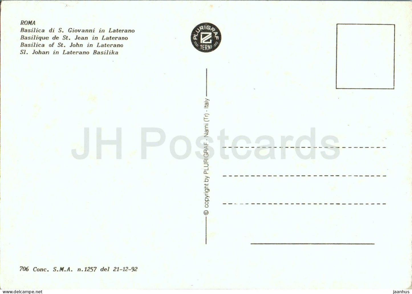 Roma - Rom - Basilika S. Giovanni in Laterano - Basilika St. Johannes in Laterano - 706 - Italien - unbenutzt