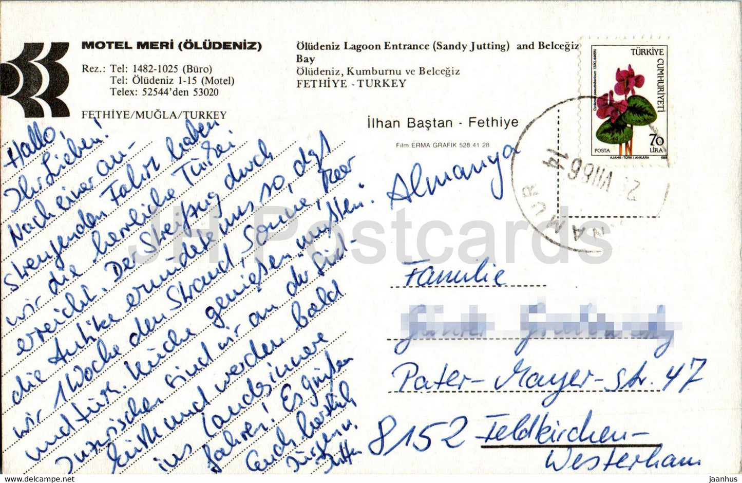 Oludeniz lagoon Entrance - Sandy Jutting - Belcegiz Bay - Fethiye - 1986 - Turkey - used