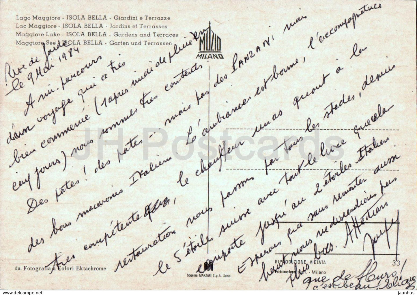 Lago Maggiore - Isola Bella - Giardini e Terrazze - lake - Gardens and Terraces - 33 - 1984 - Italy - used