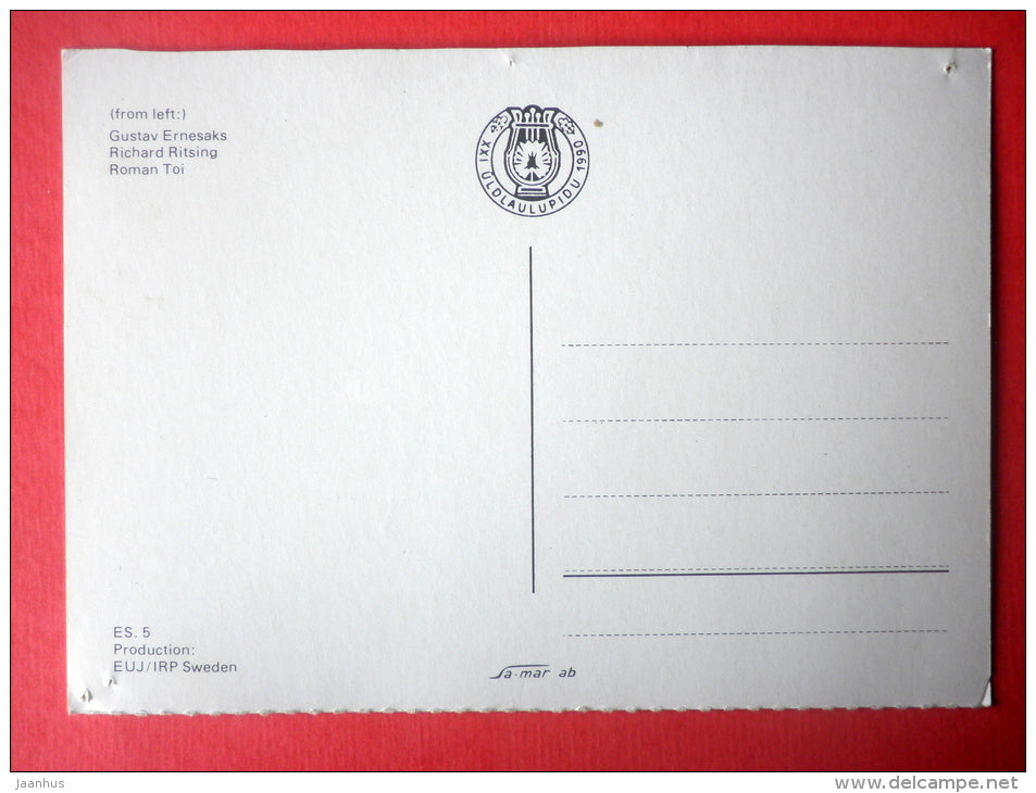 Gustav Ernesaks - Richard Ritsing - Roman Toi - conductor - XXI Estonian Song Festival 1990 - üldlaulupidu - unused - JH Postcards