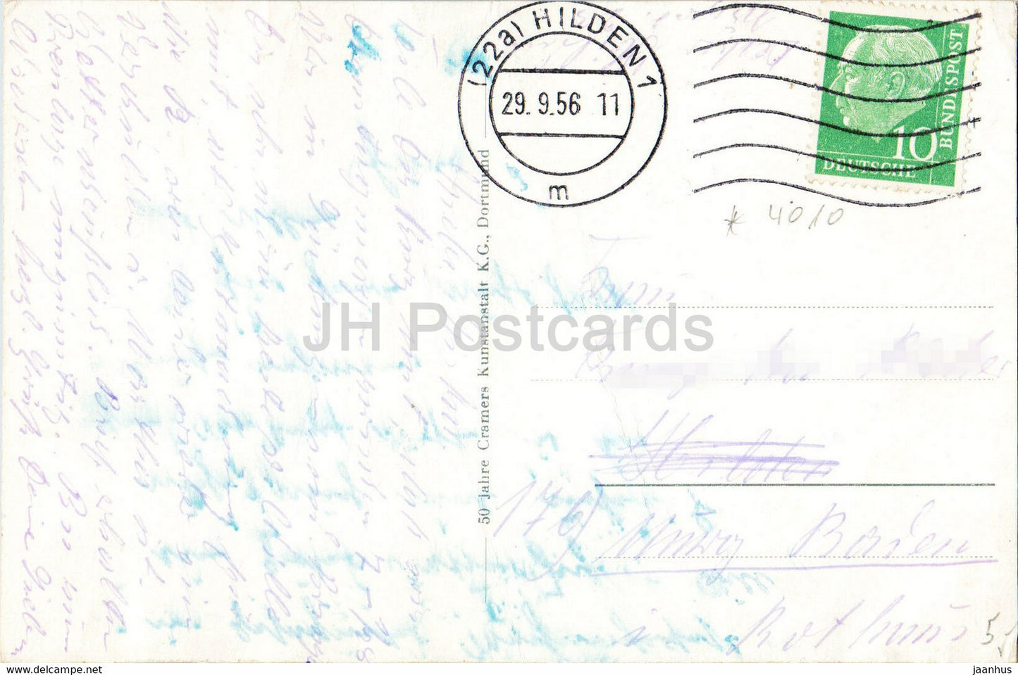 Grussa aus Hilden - Mittelstrasse - Strandbad - Fabricius Haus - 1956 - carte postale ancienne - Allemagne - utilisé