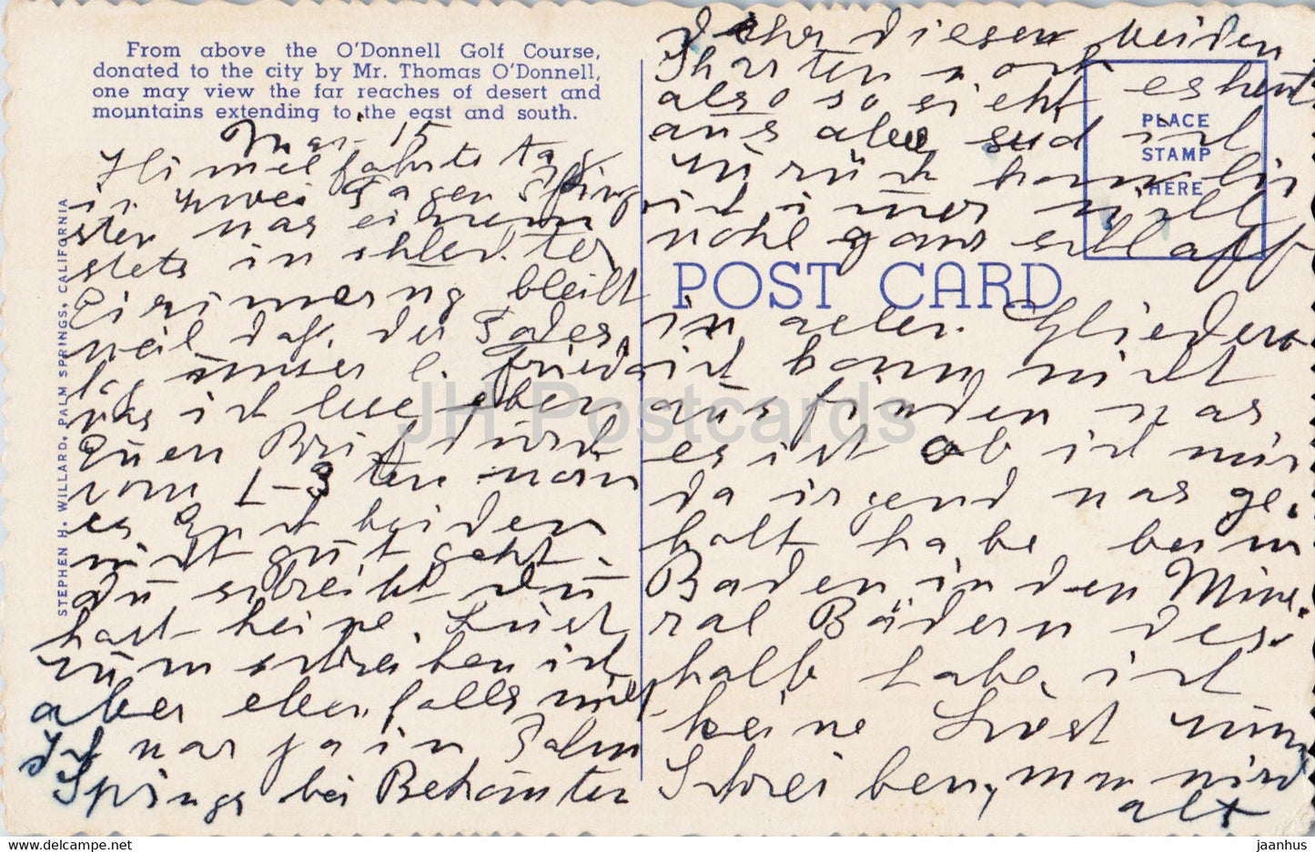 Looking Southeast over the O'Donnell Golf Course and the Desert Inn - Palm Springs - old postcard - USA - used