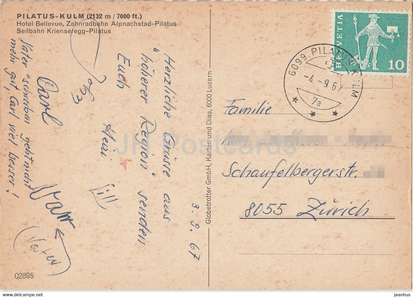 Pilatus Kulm 2132 m - hôtel Bellevue - Zahnradbahn Alpnachstadt Pilatus - Seilbahn - 1967 - Suisse - occasion