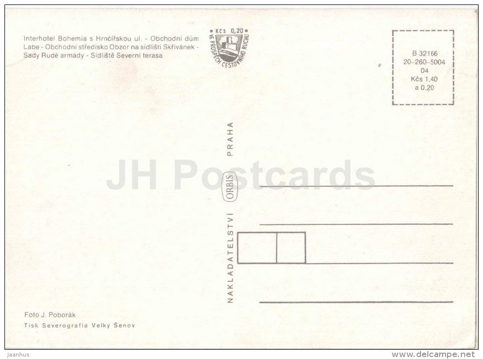 interhotel Bohemia - store - Red Army monument - bus - Usti nad Labem - Czechoslovakia - Czech - unused - JH Postcards