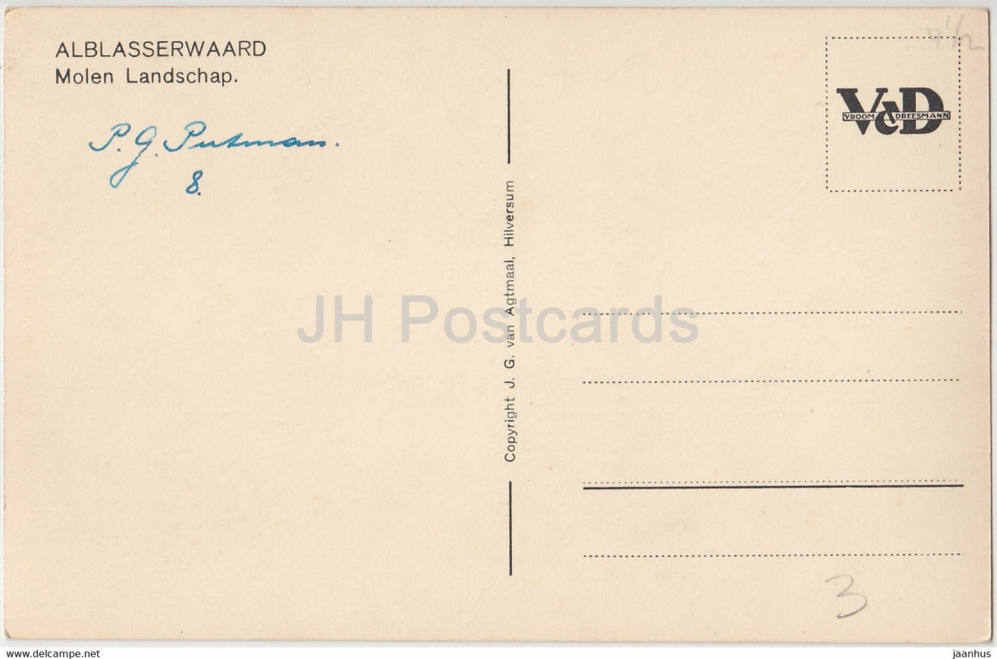 Alblasserwaard - Molen Landschap - windmill - old postcard - Netherlands - used