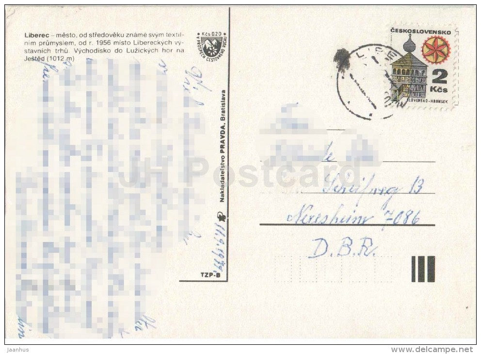 Mountain hotel Jested - Liberec - Czechoslovakia - Czech - used 1979 - JH Postcards