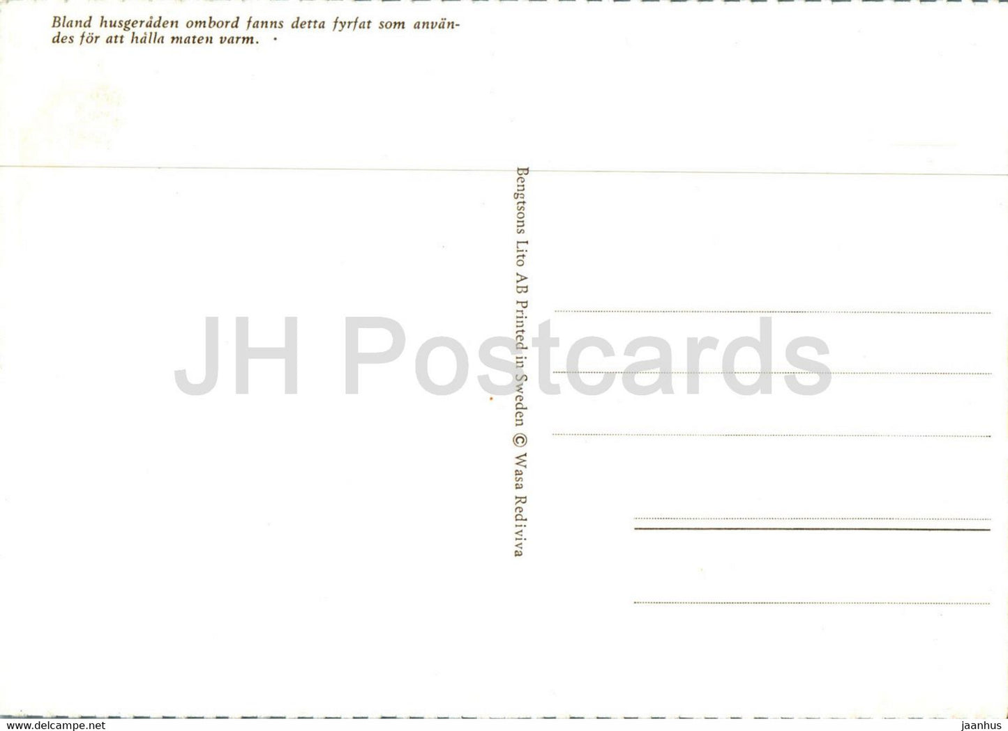 Bland husgeraden ombord fanns detta fyrfat som anvandes for att halla maten varm - pot - Wasa - museum - Sweden - unused