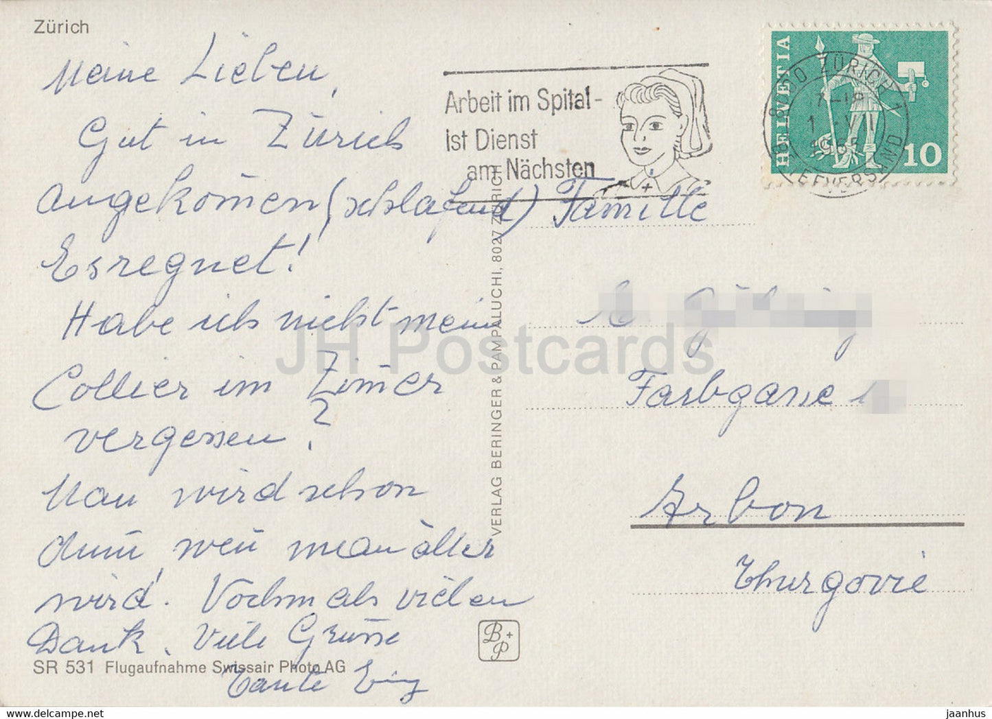 Zurich - vue aérienne - pont - 1965 - Suisse - utilisé