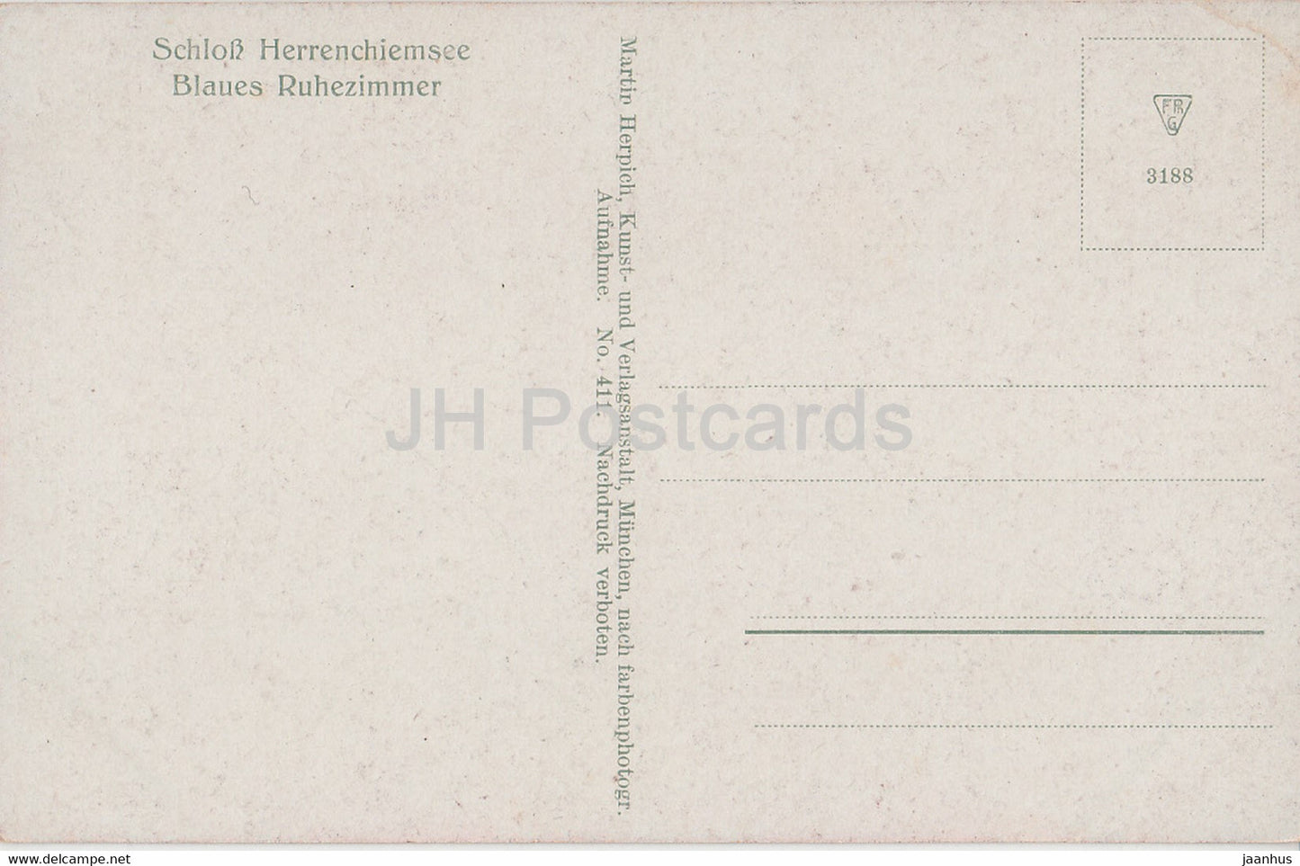 Schloss Herrenchiemsee - Blaues Ruhezimmer - castle - 411 - old postcard - Germany - unused