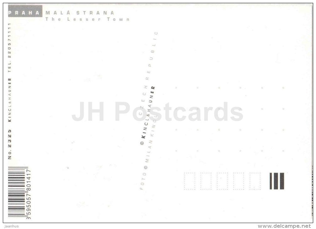 Praha - Prague - Mala Strana - The Lesser Town - Czech Republic - unused - JH Postcards