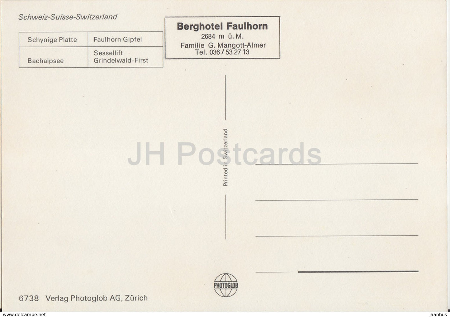 Schynige Platte - Faulhorn Grindelwald First - train - téléphérique - Bachalpsee - 6738 - Suisse - inutilisé