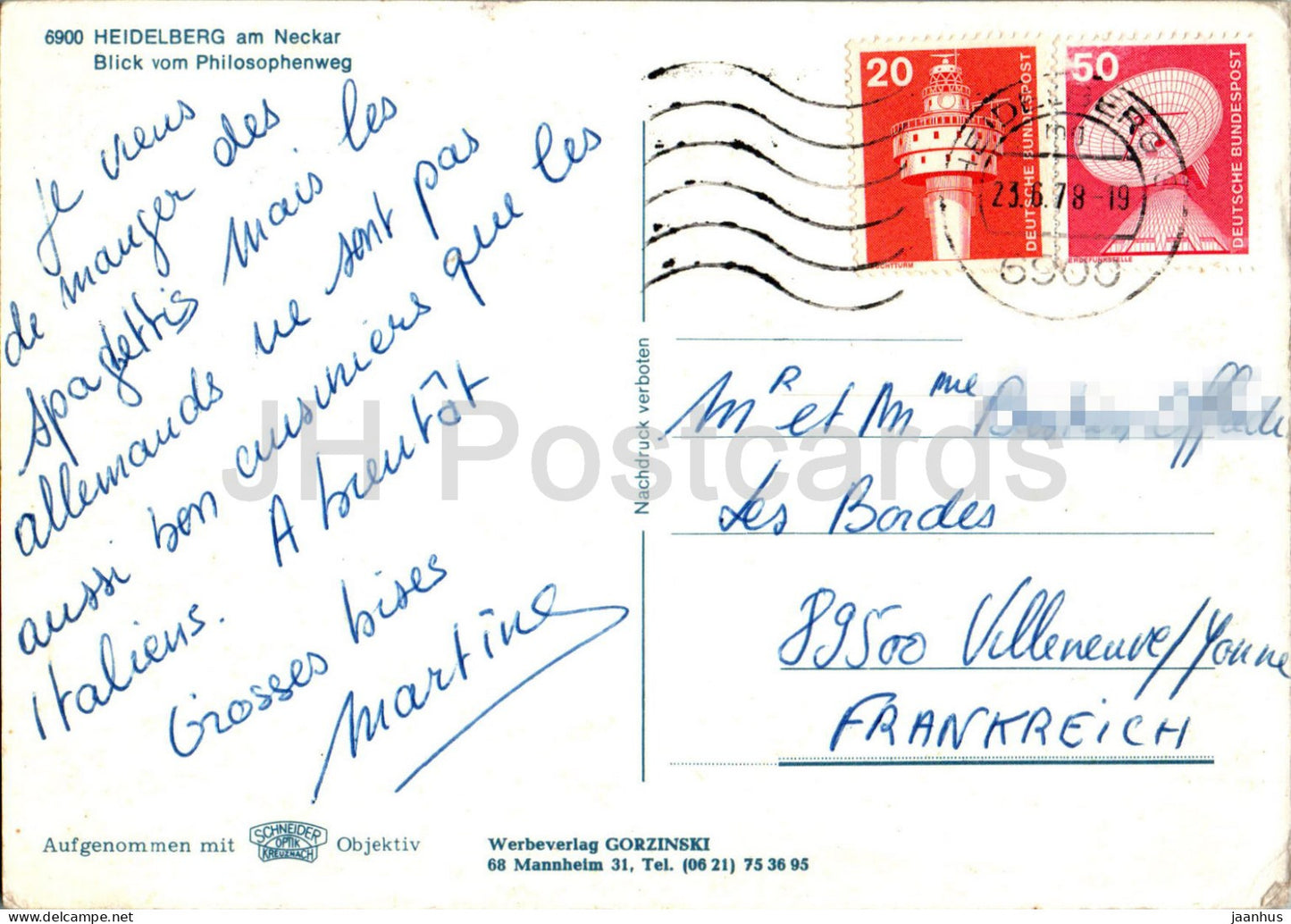 Heidelberg am Neckar - Blick vom Philosophenweg - 6900 - 1978 - Allemagne - occasion