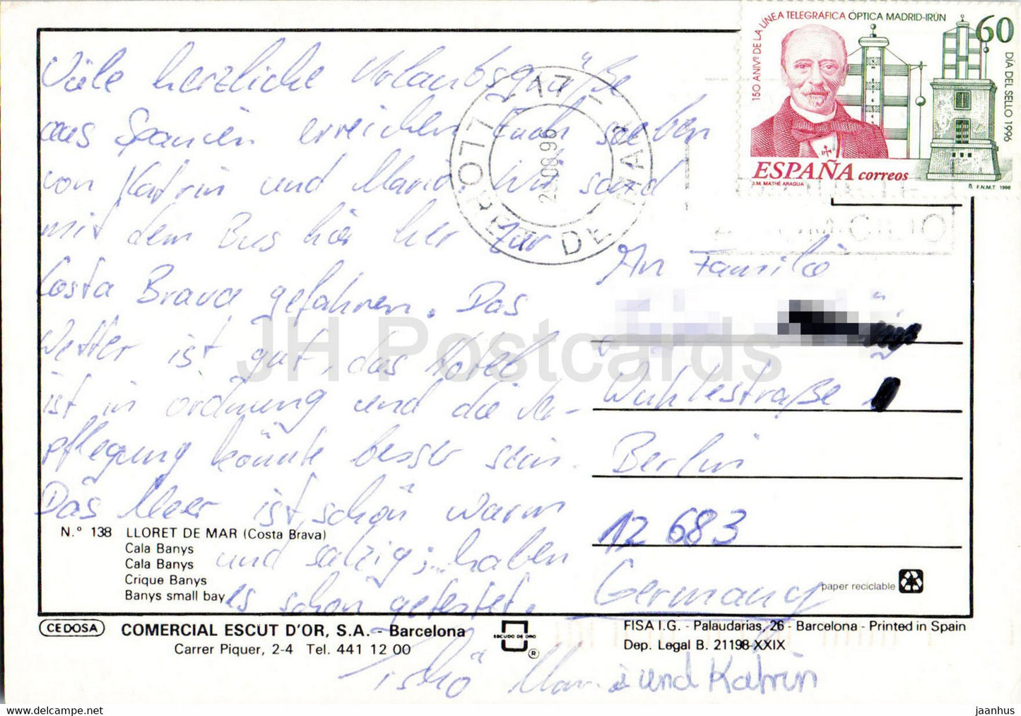 Lloret de Mar - Cala Banys - Bucht - 138 - 1996 - Spanien - gebraucht