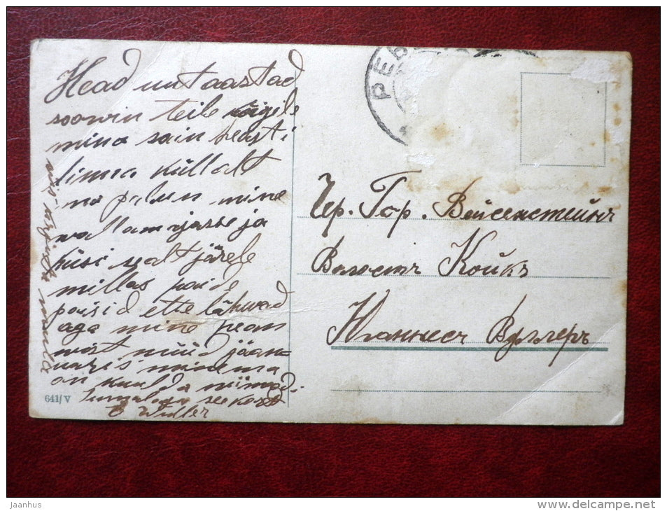 illustration - deers - 641/V - old postcard - Tsarist Russia - used - JH Postcards