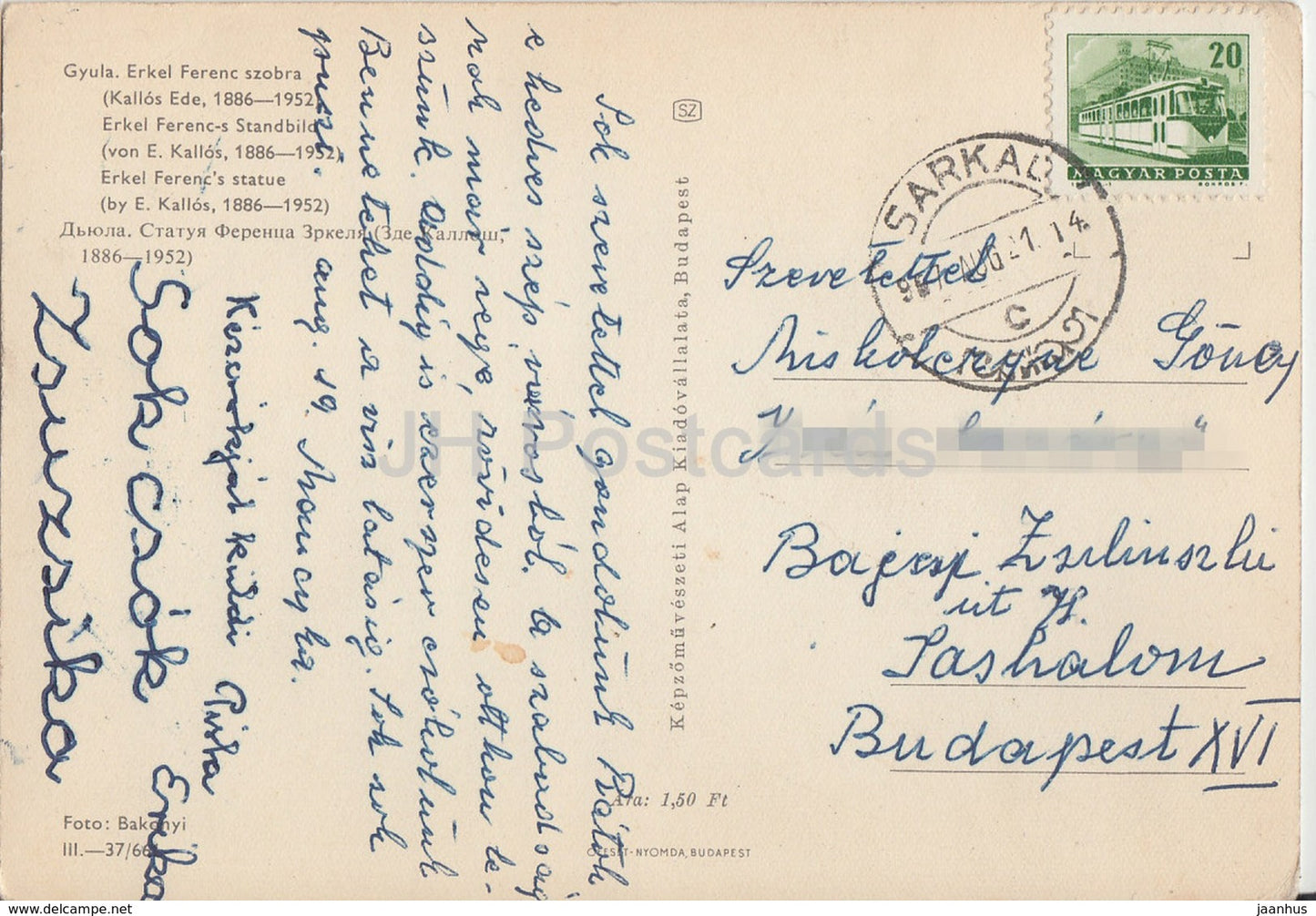 Gyula - Statue d'Erkel Ferenc - 1967 - Hongrie - occasion