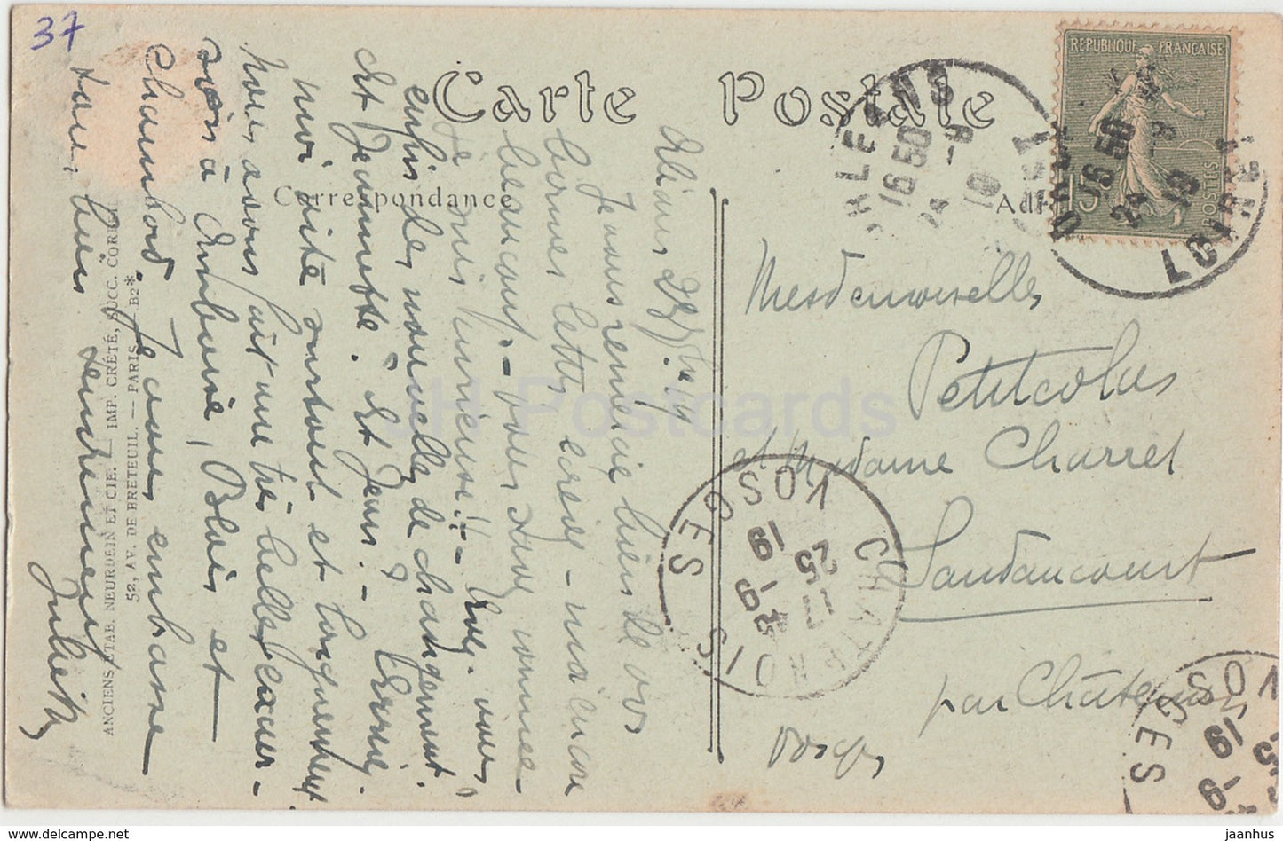 Chateau d'Amboise - Tour Charles VIII - Gargouille - Schloss - 85 - 1919 - alte Postkarte - Frankreich - gebraucht