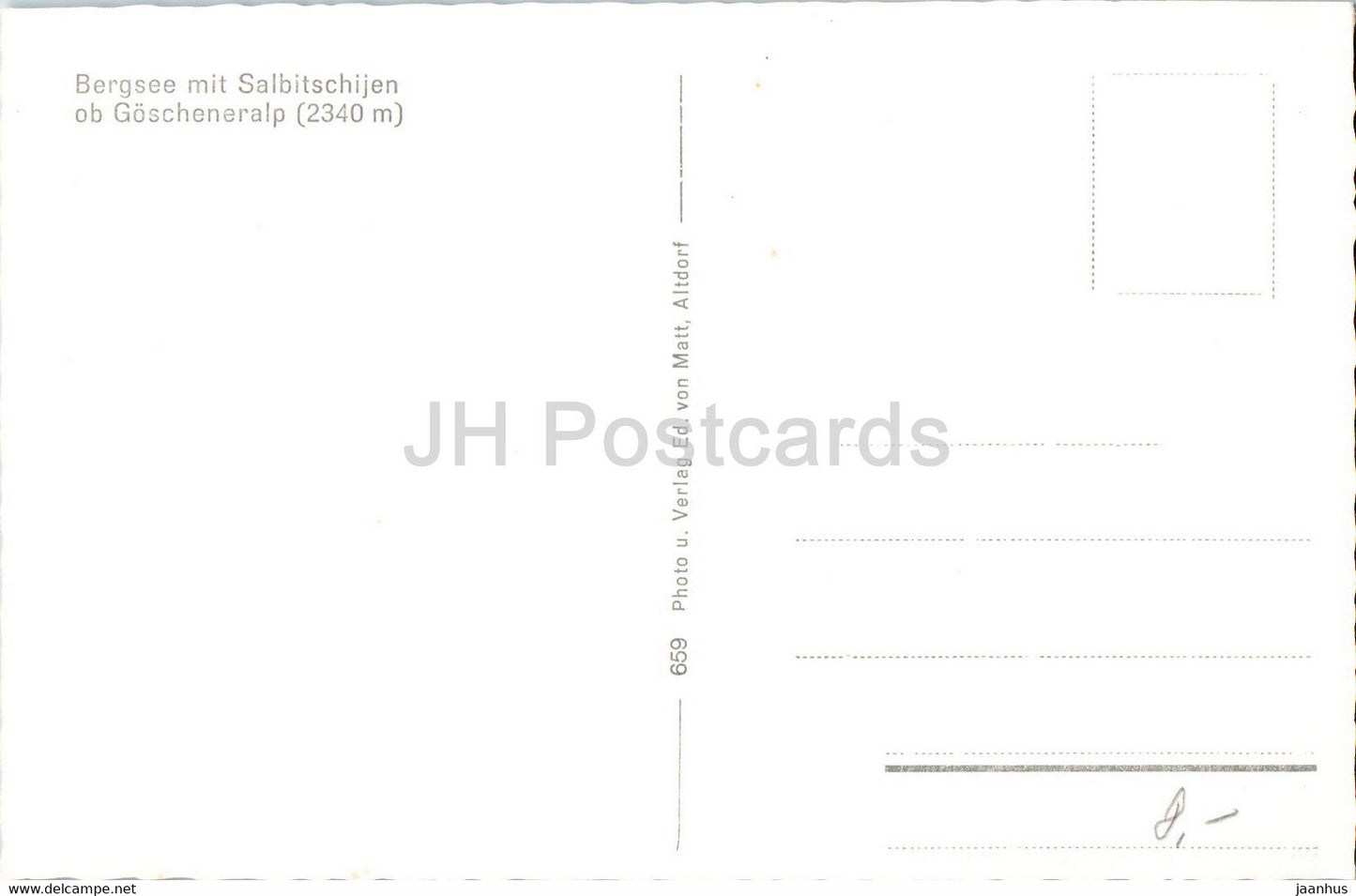 Bergsee mit Salbitschijen ob Göscheneralp 2340 m - 659 - alte Ansichtskarte - Schweiz - unbenutzt