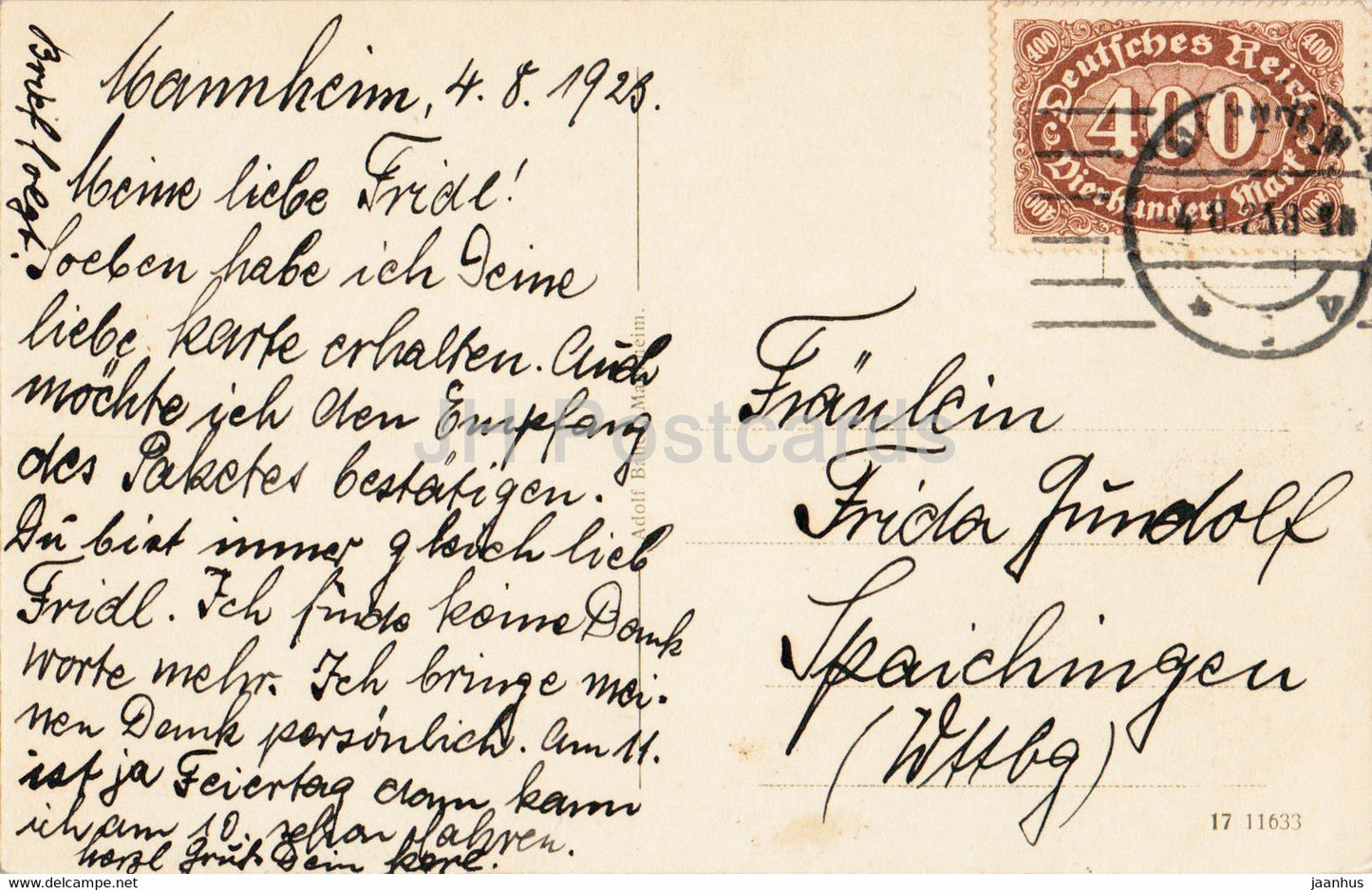 Mannheim - Rosengarten - carte postale ancienne - 1923 - Allemagne - utilisé