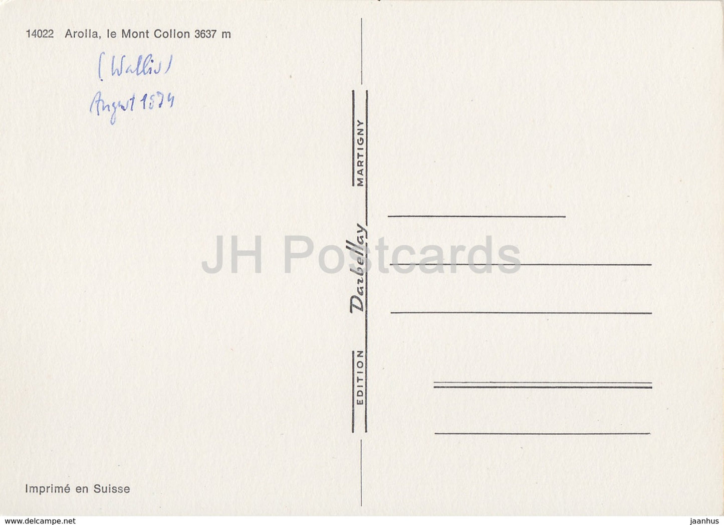 Arolla - le mont Collon 3637 m - 14022 - 1974 - Schweiz - gebraucht