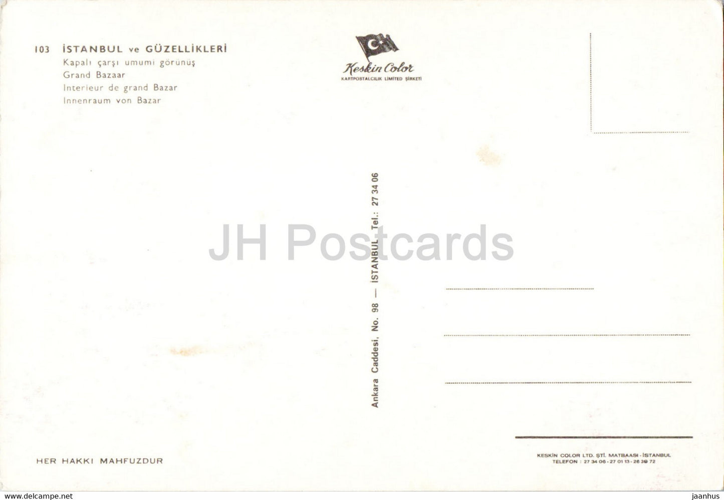 Istanbul - Grand Bazaar - 103 - Keskin - Turkey - unused