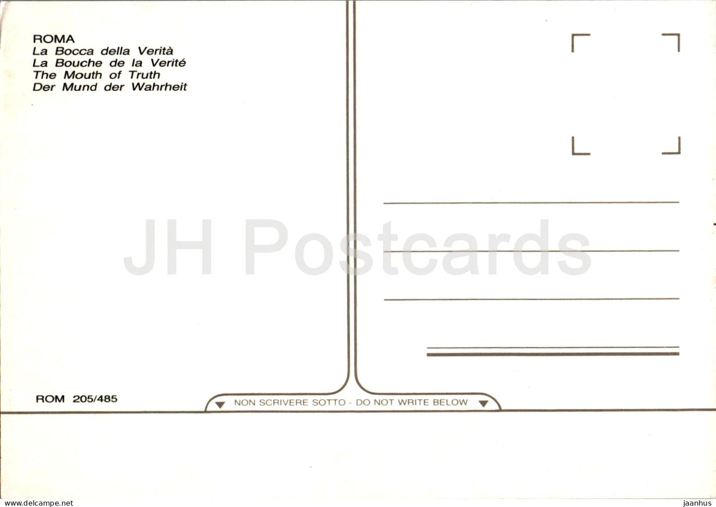 Roma - Rome - La Bocca della Verita - La Bouche de la Vérité - monde antique - 205/485 - Italie - inutilisé